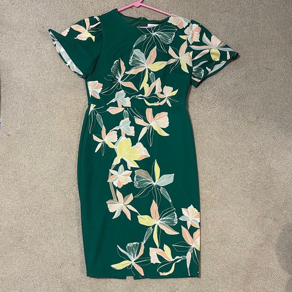 Liz Claiborne Green Flutter Sleeve Sheath Dress